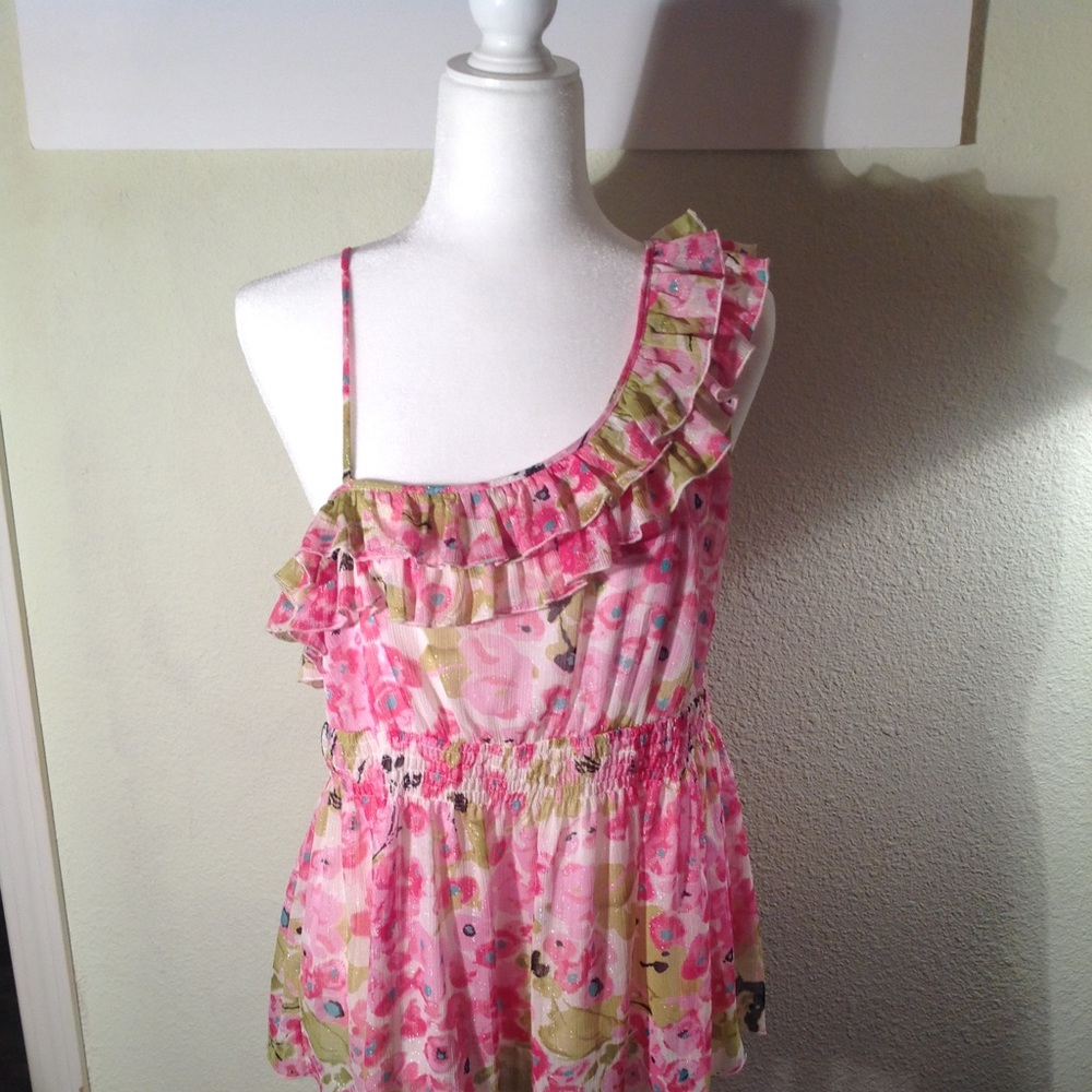 NICOLE Flirty Spring Blouse in Pink,Green, Black L